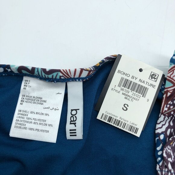 Bar III Boho By Nature Bikini Bottom S Multicolor Smocked Side Hipster Brief - Picture 5 of 6